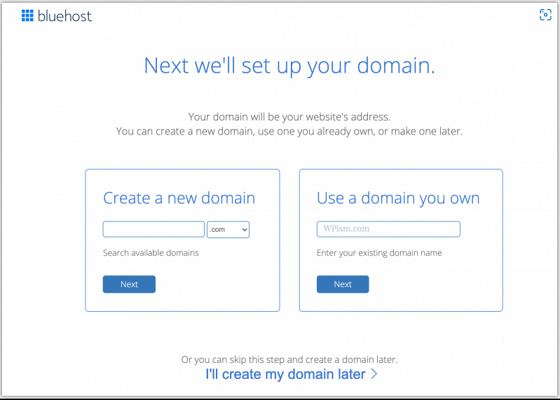 bluehost free domain name offer