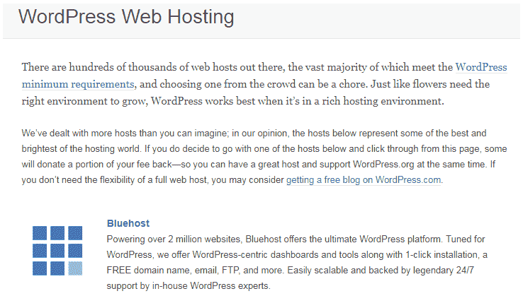 wordpress recommended hosting providers